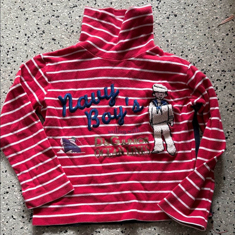 D&G Junior Navy Boys Red Stripe Turtleneck kids